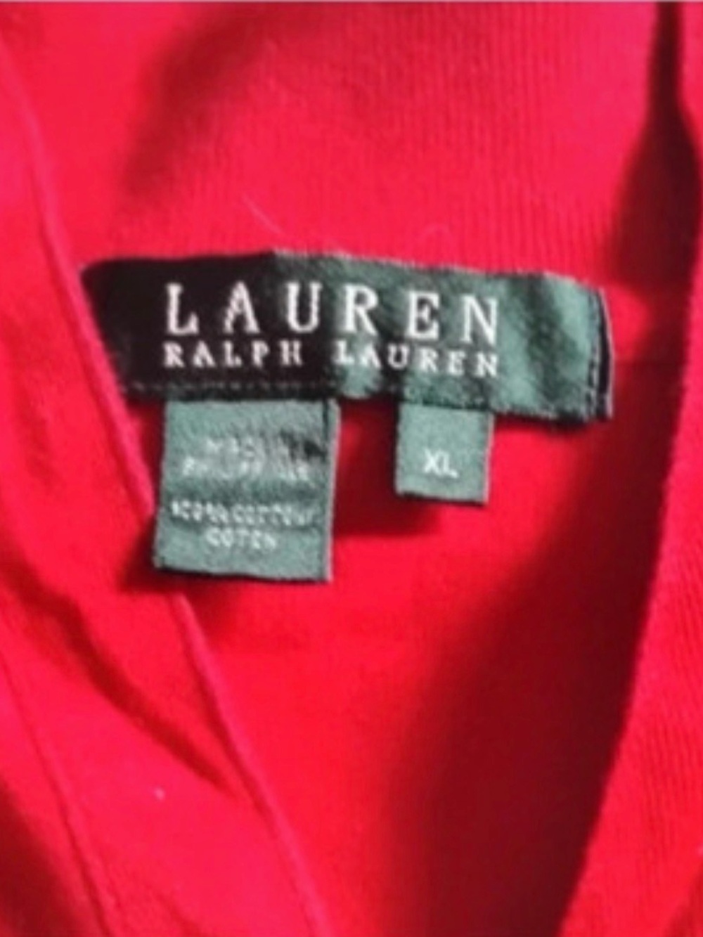Vintage Lauren Ralph Lauren Signature Crest Red 3/4 Sleeve Polo Top XL - Picture 4 of 4